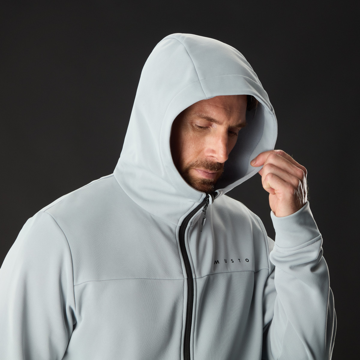 Musto Evolution Hoodie Kapuzenpullover Herren graublau, Größe XL