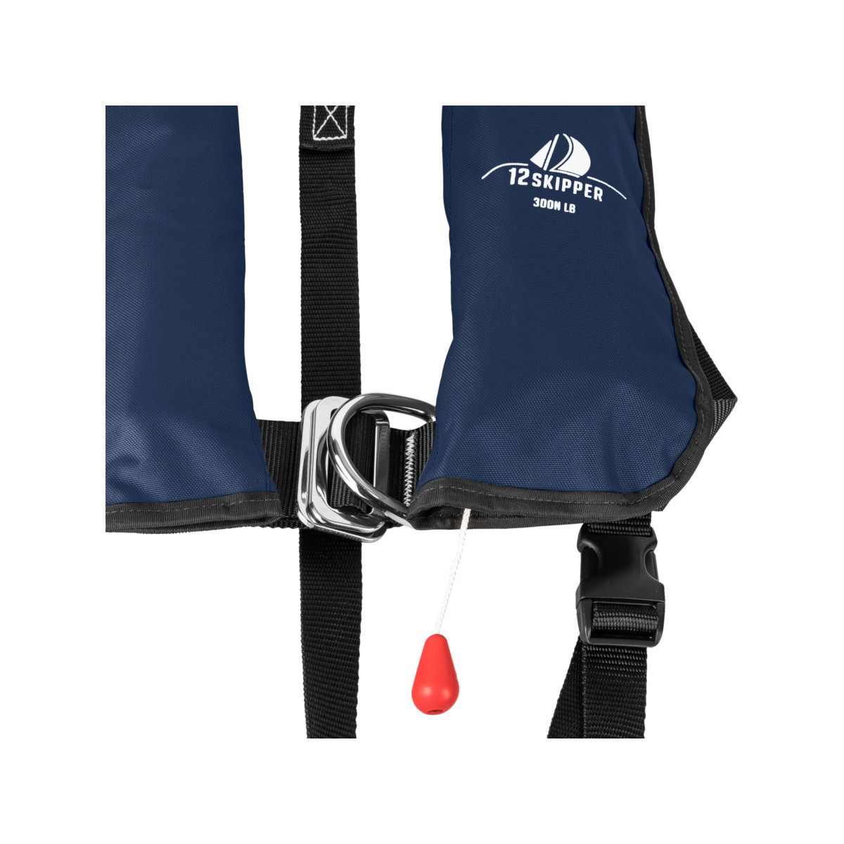 Set: 12skipper Automatik-Rettungsweste 300N ISO Harness marineblau mit Lifeline und Wartungskit