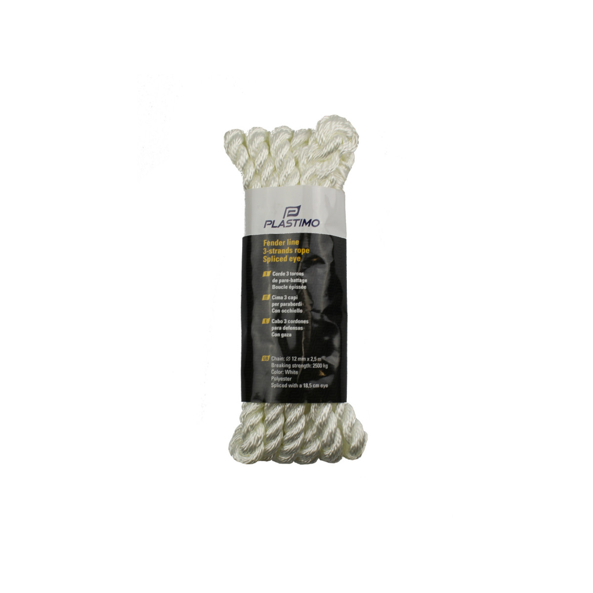 Plastimo Fenderleine mit Auge – weiß, 6mm, Länge 1,5m