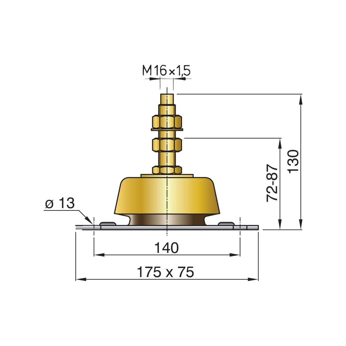 Vetus flexibles Motorlager Typ HY100 (35)