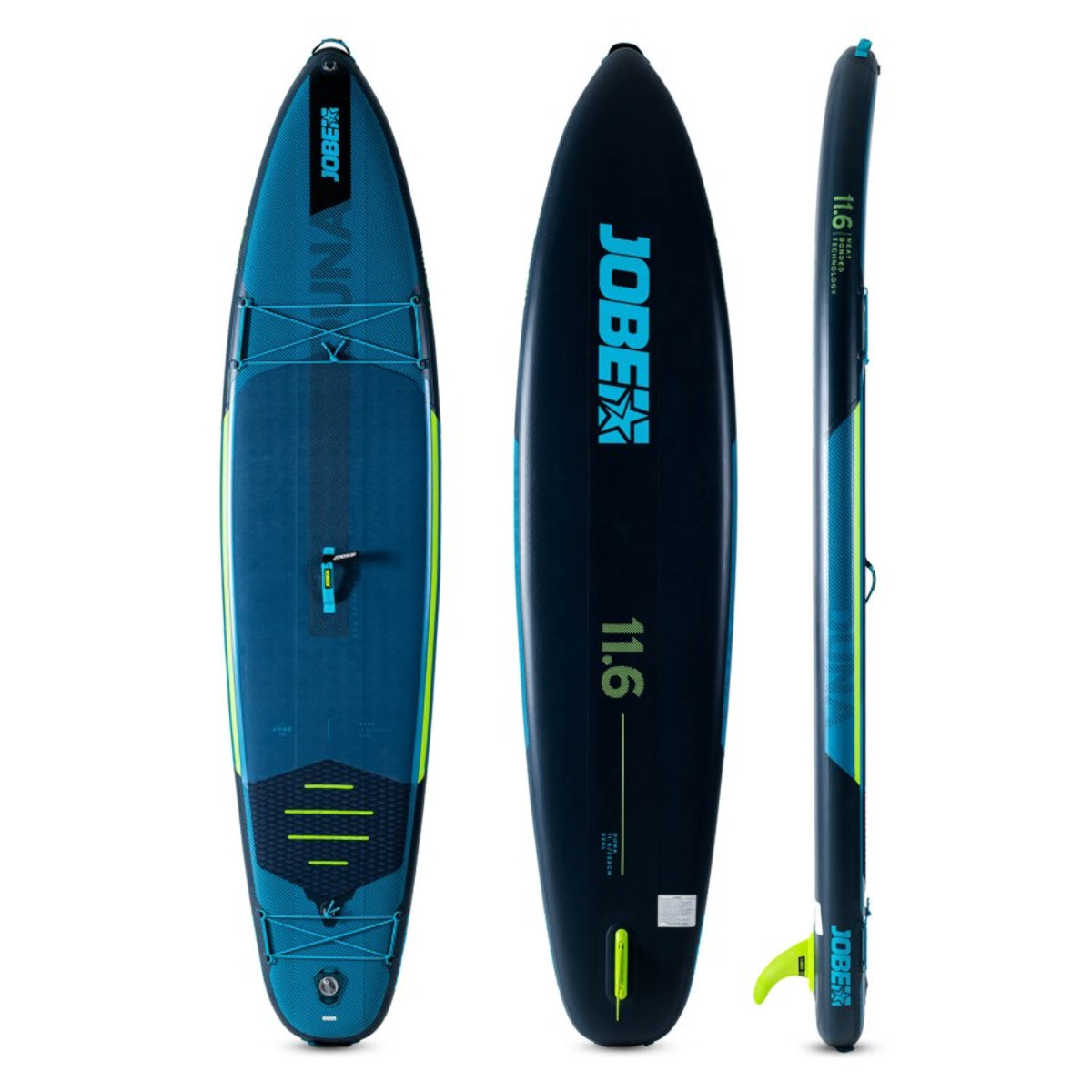 Jobe Aero Duna SUP Board 11.6 Package Steel Blue with Fiberglass Paddle Lime