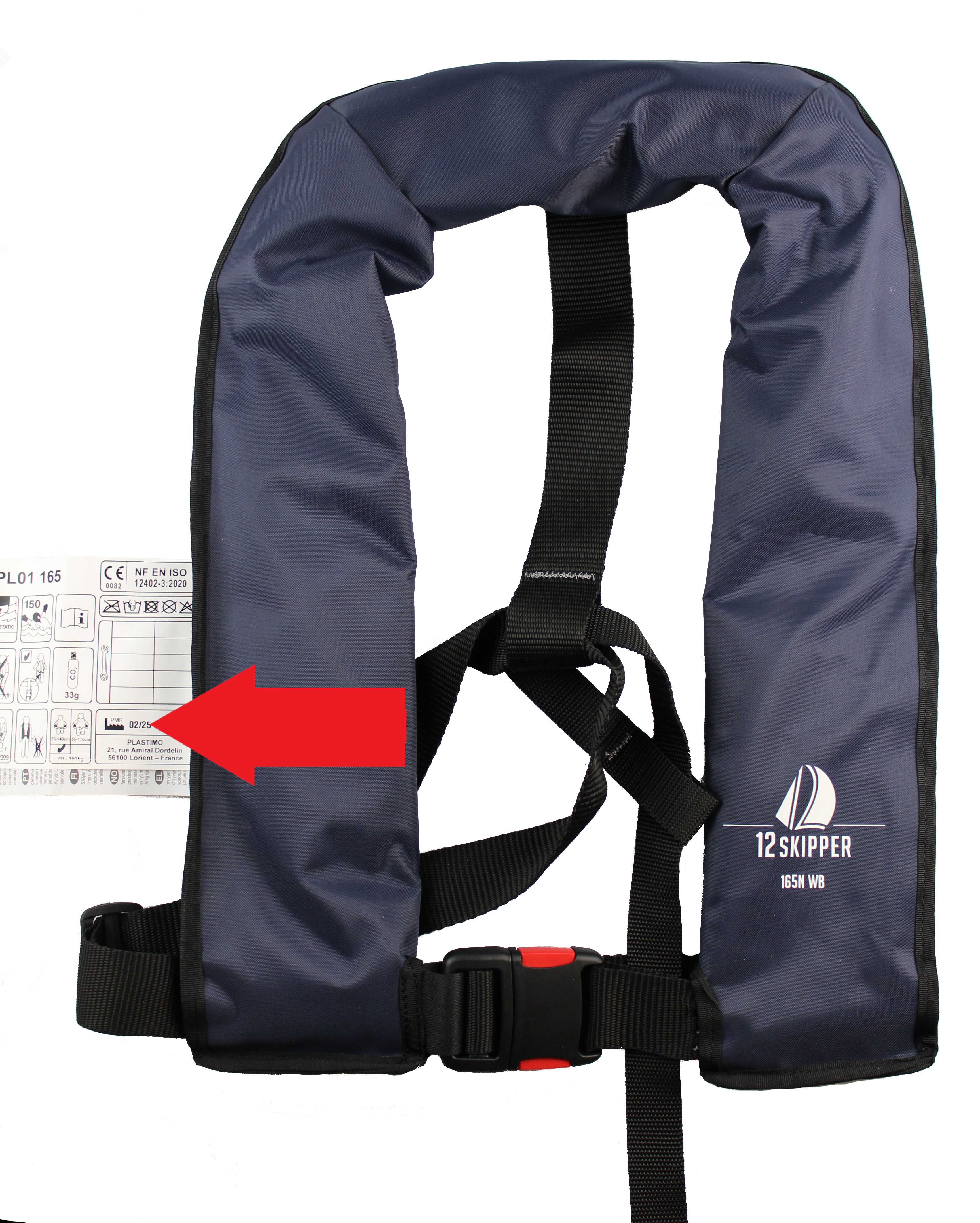 12skipper Automatik-Rettungsweste 165N ISO mit Harness, stahlblau