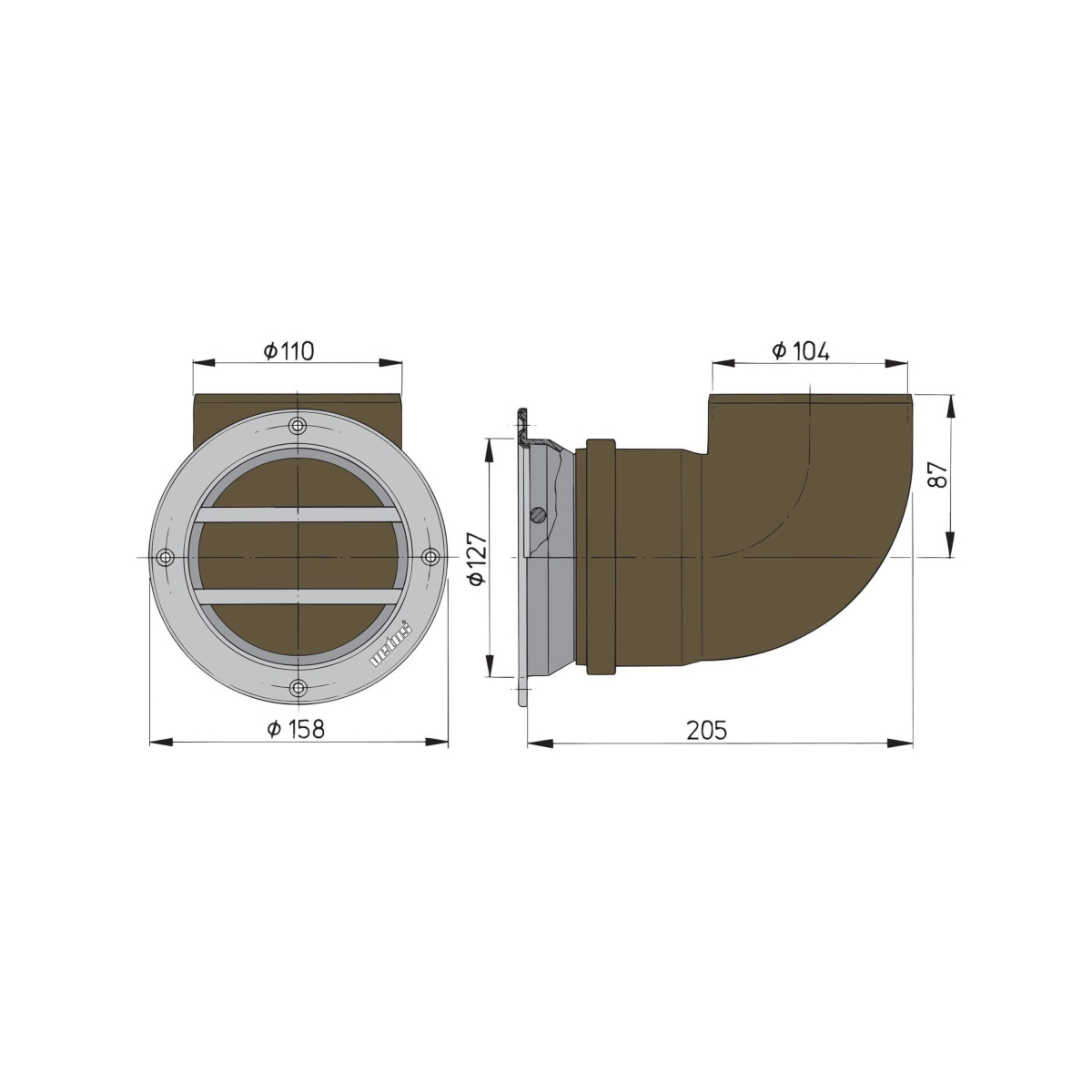 Vetus Belüftungsgitter ERV110A, rund