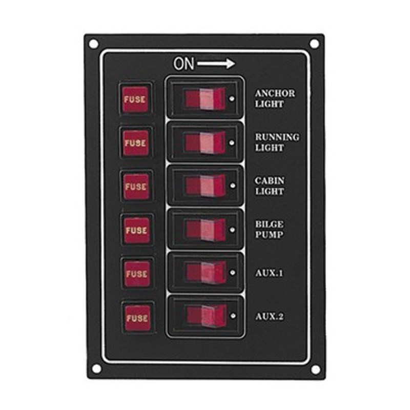 Plastimo Switch Panel 6 Gang Fused Aluminium