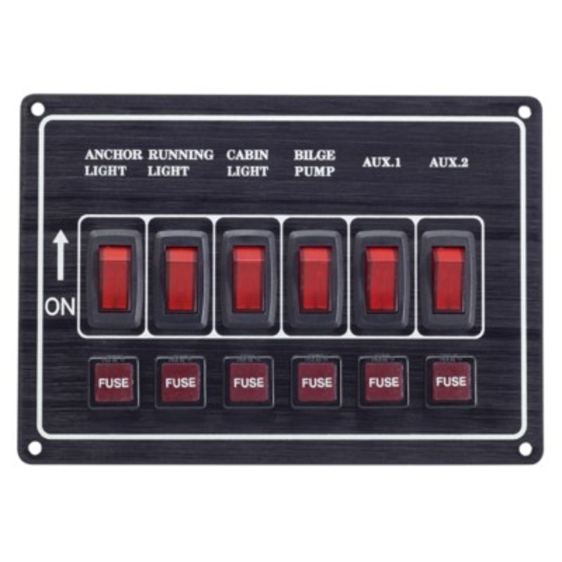 Plastimo Switch Panel 6 Gang Fused Aluminium